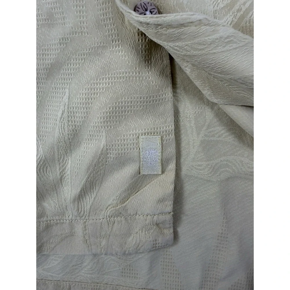 Tommy Bahama 100% Silk Camp Shirt Yellow Tropical Jacquard Button Up XXL Hawaian